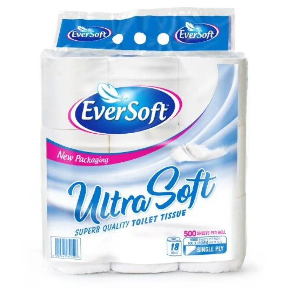 [6009661841506] Eversoft Toilet Paper Ultra Soft 18`s 500 Sheets - Virgin