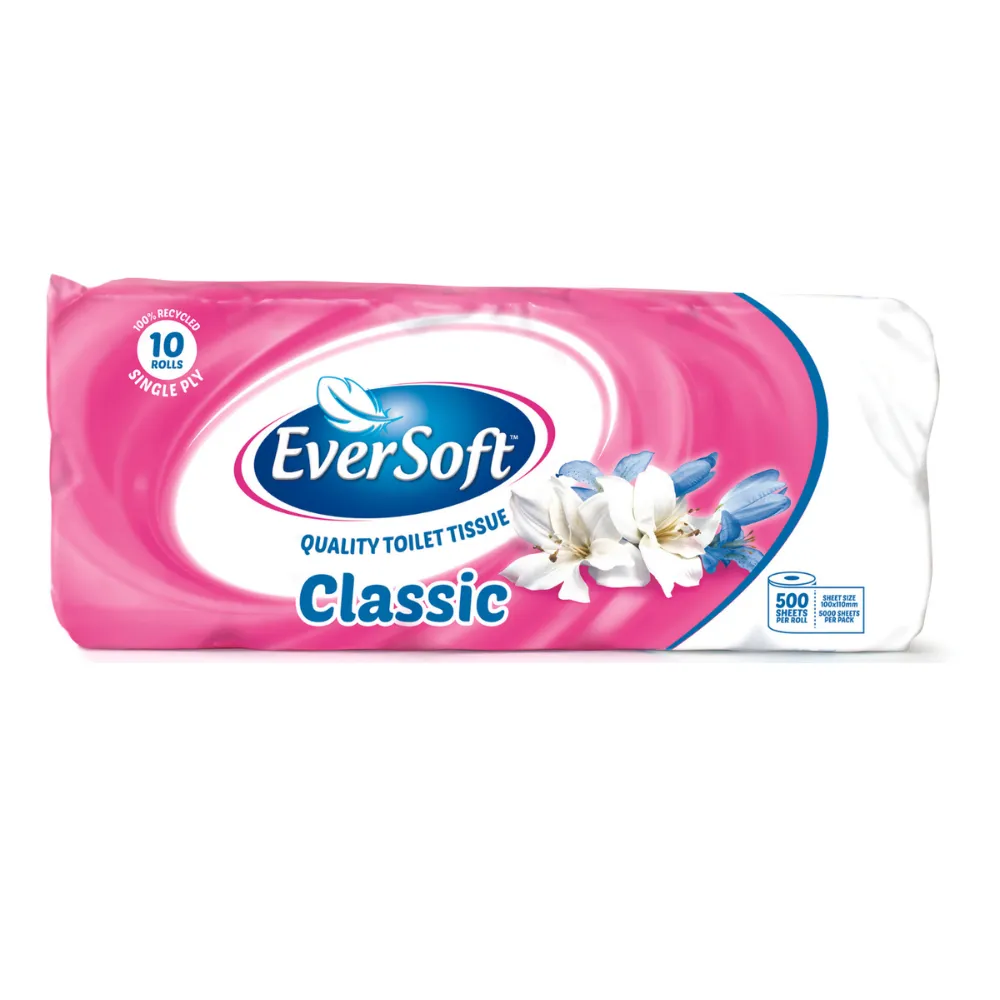 Eversoft Toilet Paper Classic 10`s 500 Sheet - Recycle 