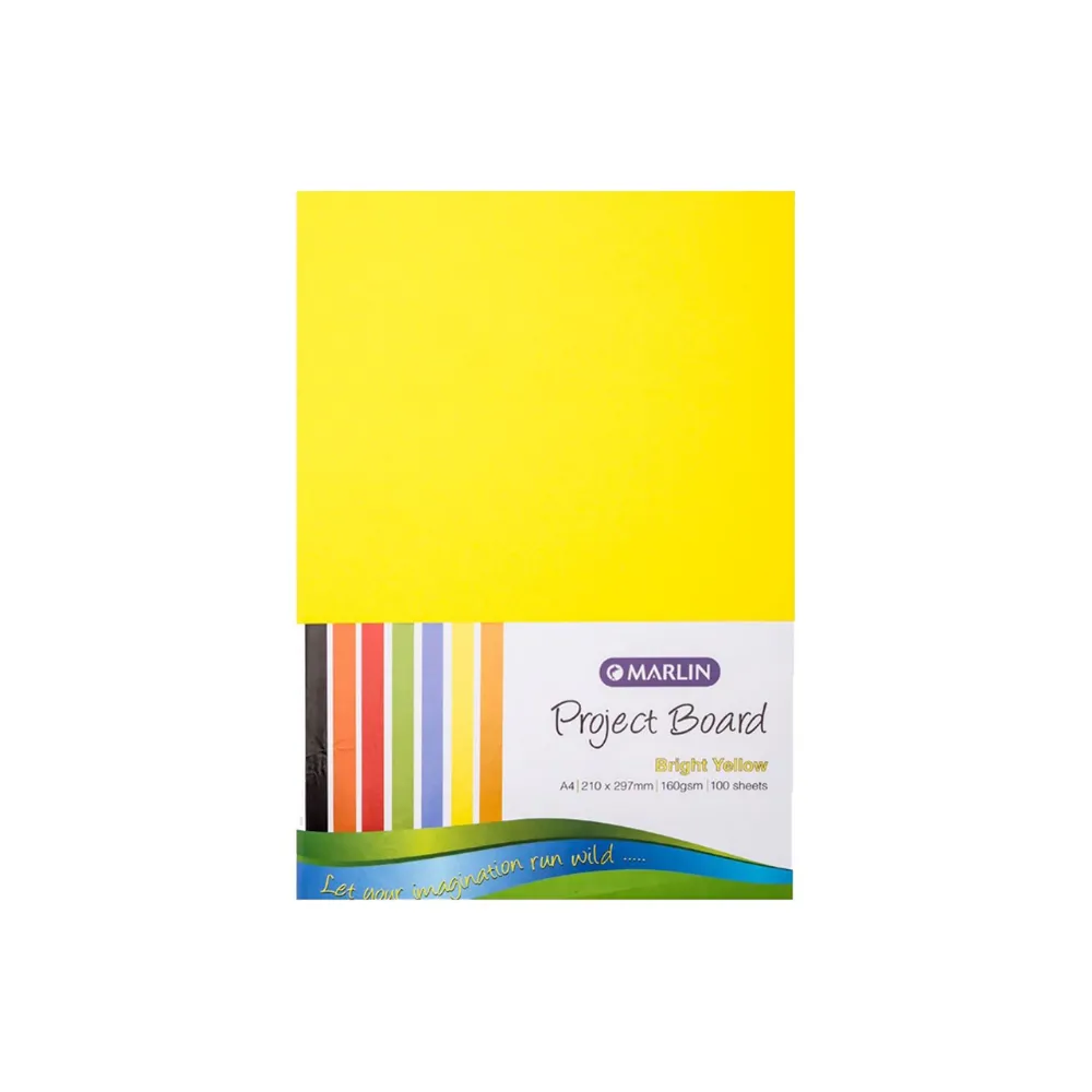 [6009685853707] Board A4 Yellow Bright 100`s - Marlin