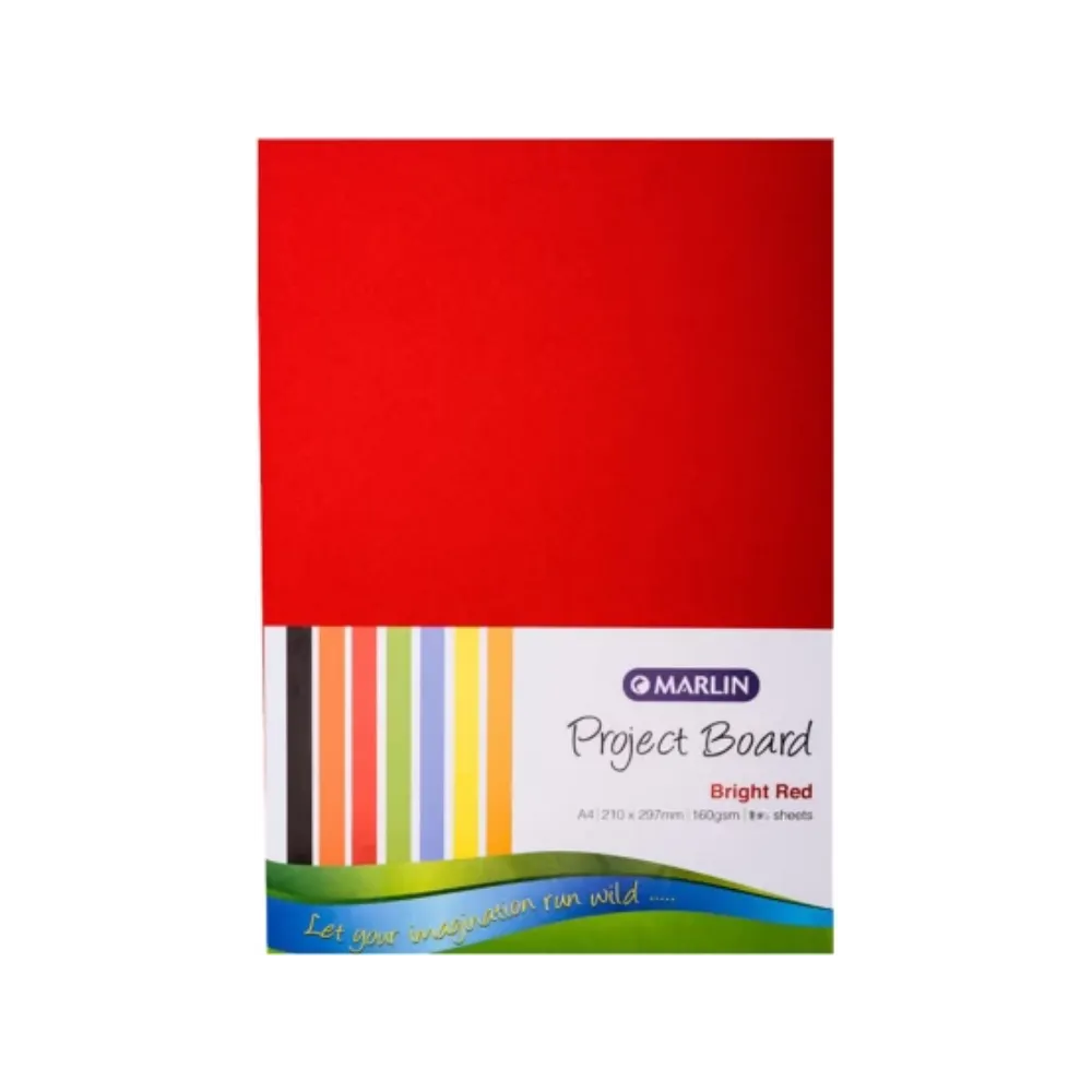 [6009685858757] Board A4 160gsm 10`s Red - Marlin