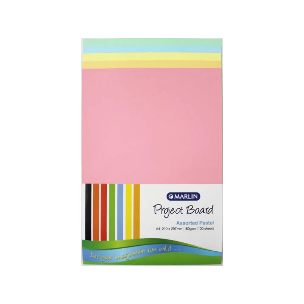 [6009697791721] Board A4 160g 100`s Pastel Asst - Marlin