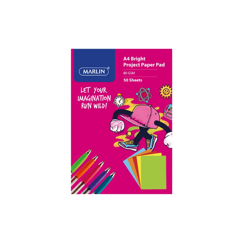 [6009698060925] Paper Pad A4 80g 50sht Asst Bright - Marlin