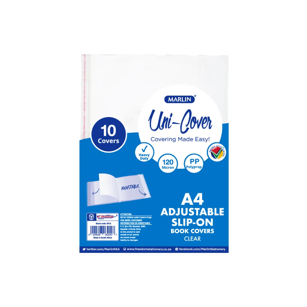 [6009698062097] Book Cover A4 Slip on Adjust 10`s 120mic - Marlin