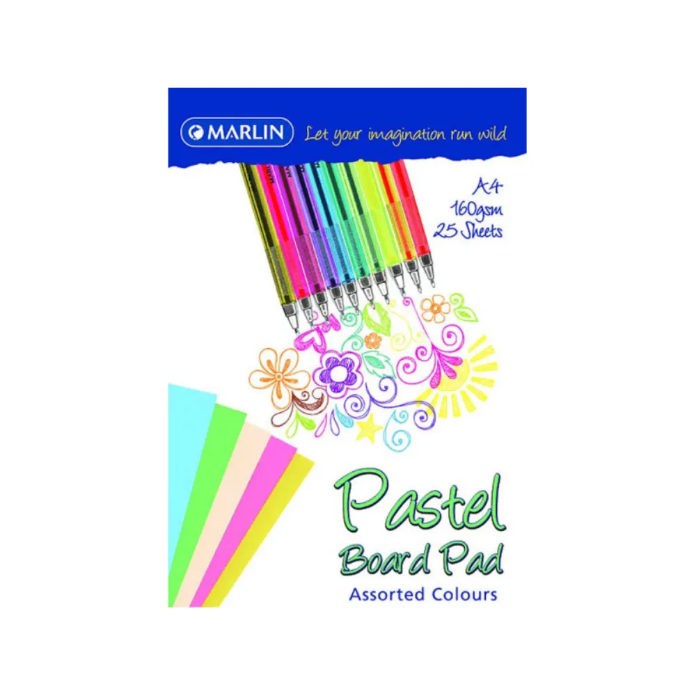 [6009698066514] Board Pad A4 160g 25 sheet Pastel - Marlin