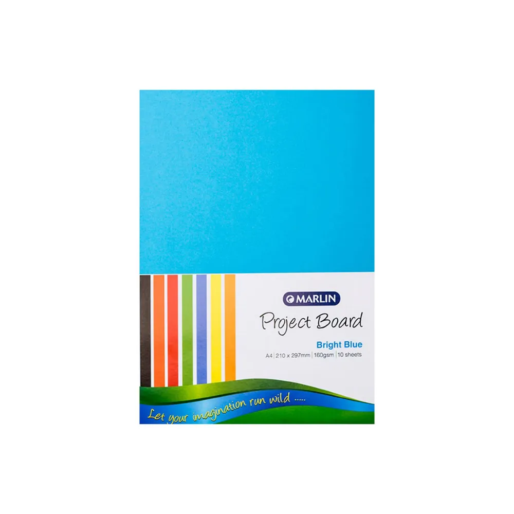 [6009698066613] Board A4 160g 100`s Bright Blue - Marlin