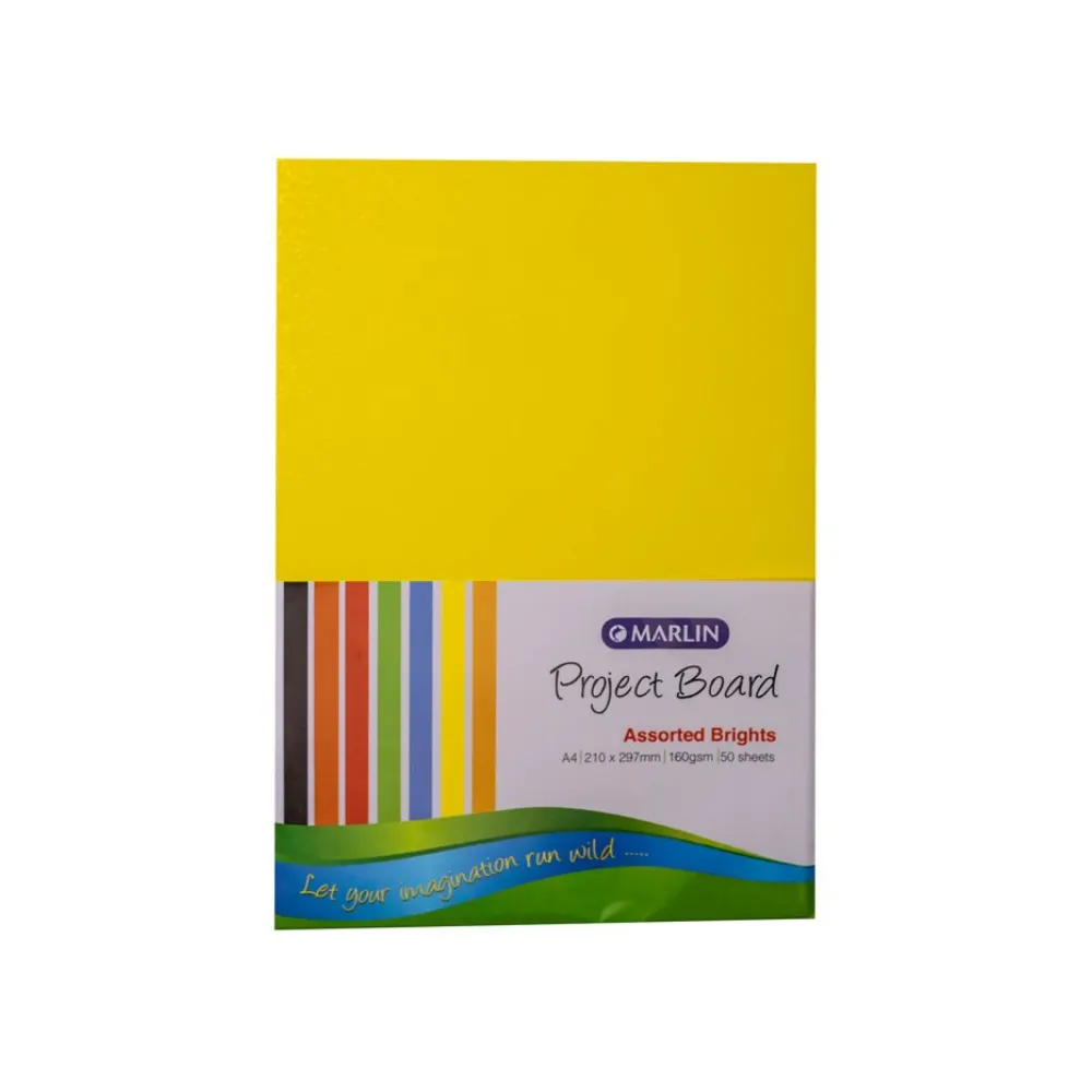 [6009699513413] Board A4 160gsm Assorted Bright 50`s - Marlin