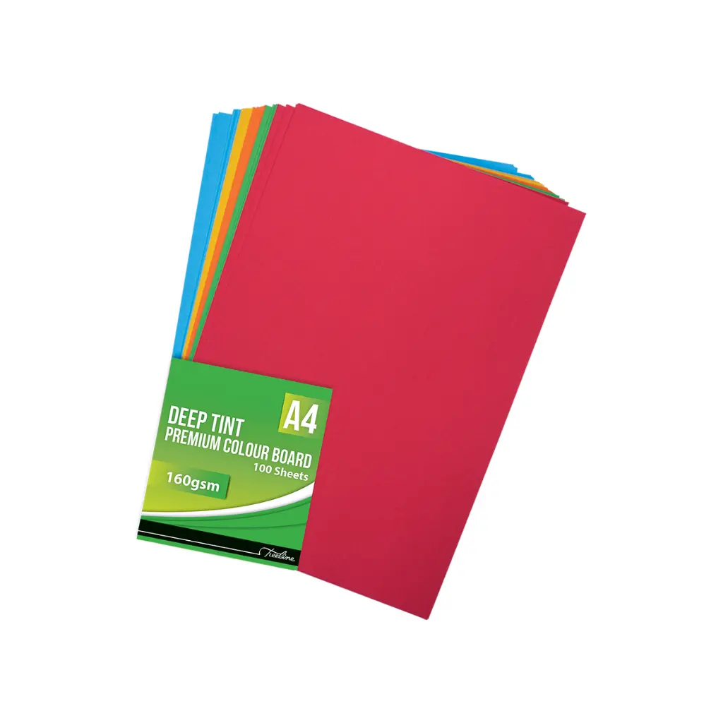 Board A4 160gsm Bright Asst 100`s  - Treeline