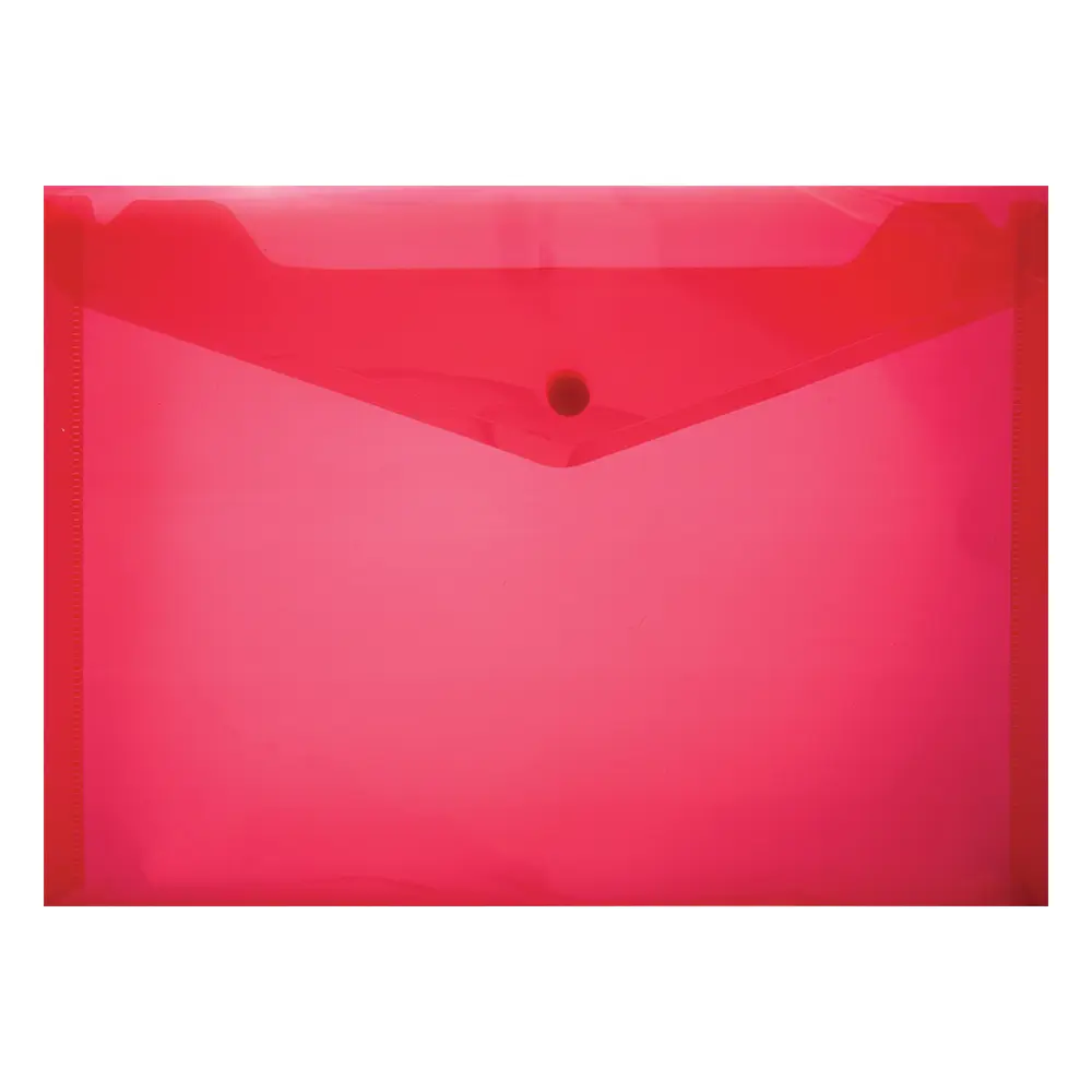 [6009707690723] Envelope A5 Plastic With Stud Red (Carry Folder) - Treeline
