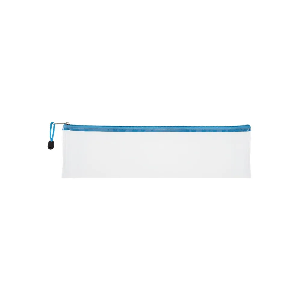 Pencil Bag Clear 33cm Blue Zip