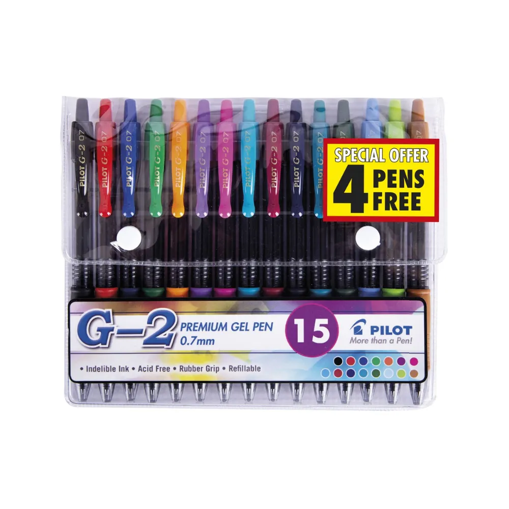 Pen Gel BL-G2-7 Asst Wallet 15`s - Pilot