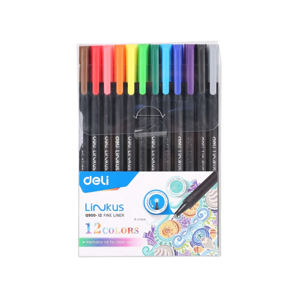 [6921734941602] Fine Liner Q900 Metal Tip Assorted 12`s Deli - Tech