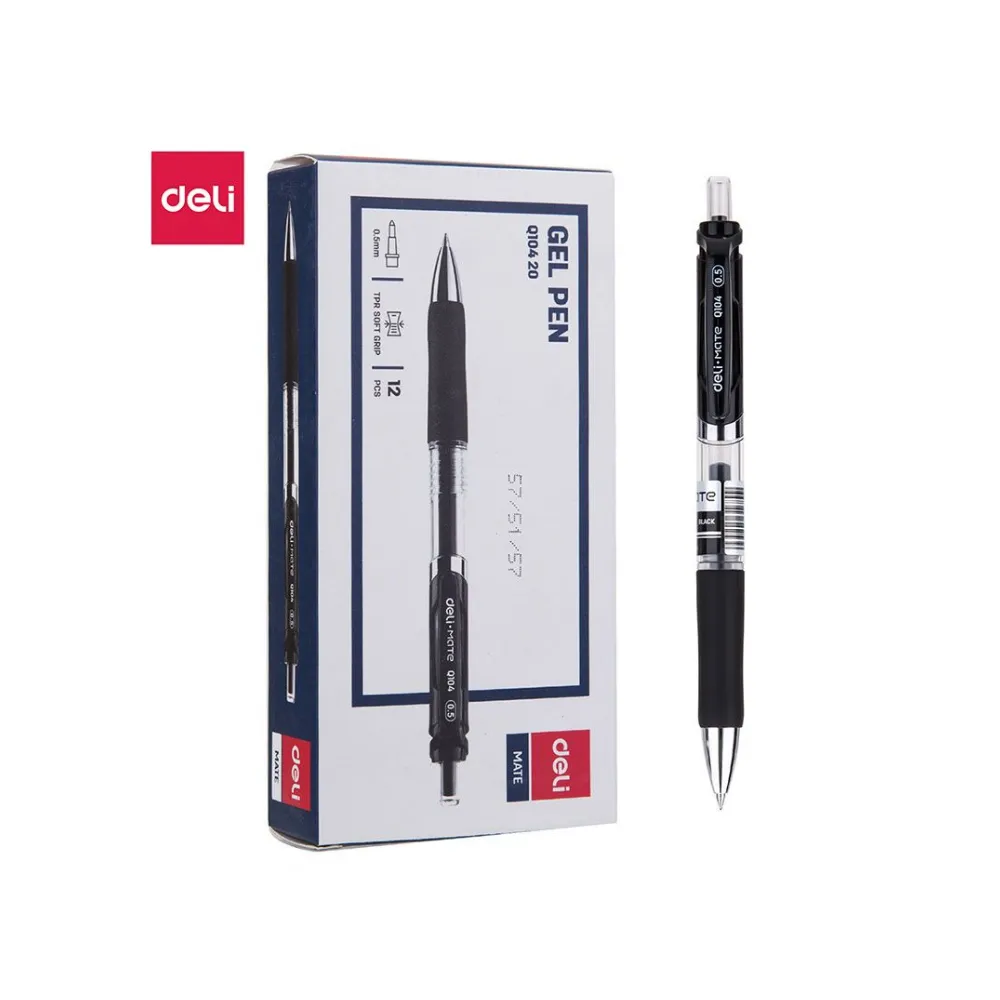 [6935205316899] Pen Retractable Black Gel Mate 0.5 EQ10420 - Deli - Tech