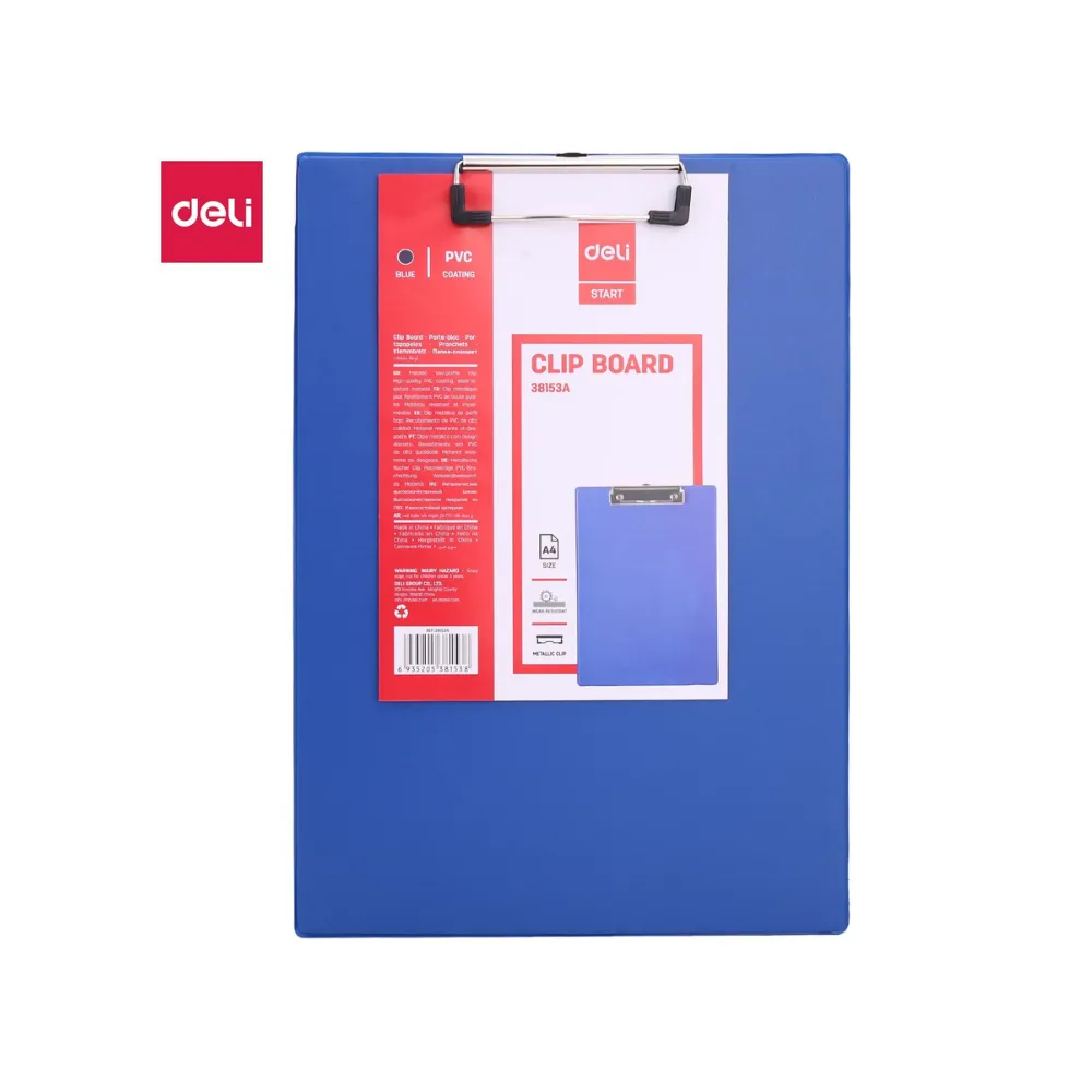 [6935205381538] Clip Board A4 Black - Deli 
