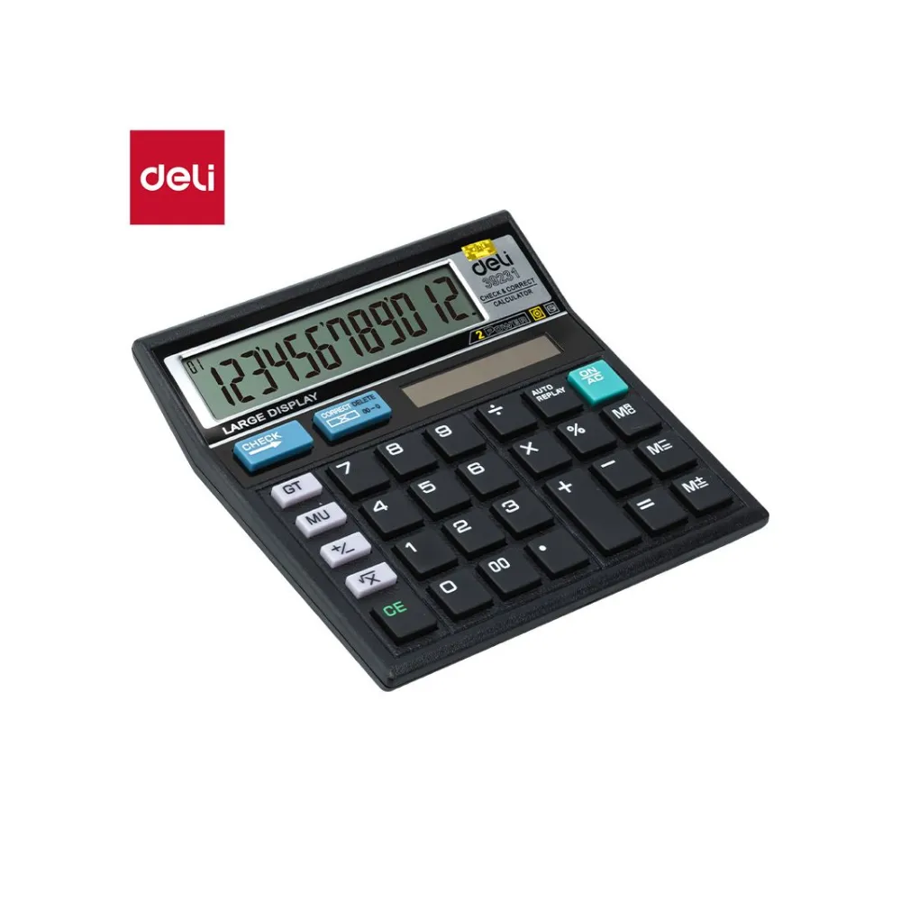 [6935205392312] Calculator Desktop Plastic 12 digits Black - Deli
