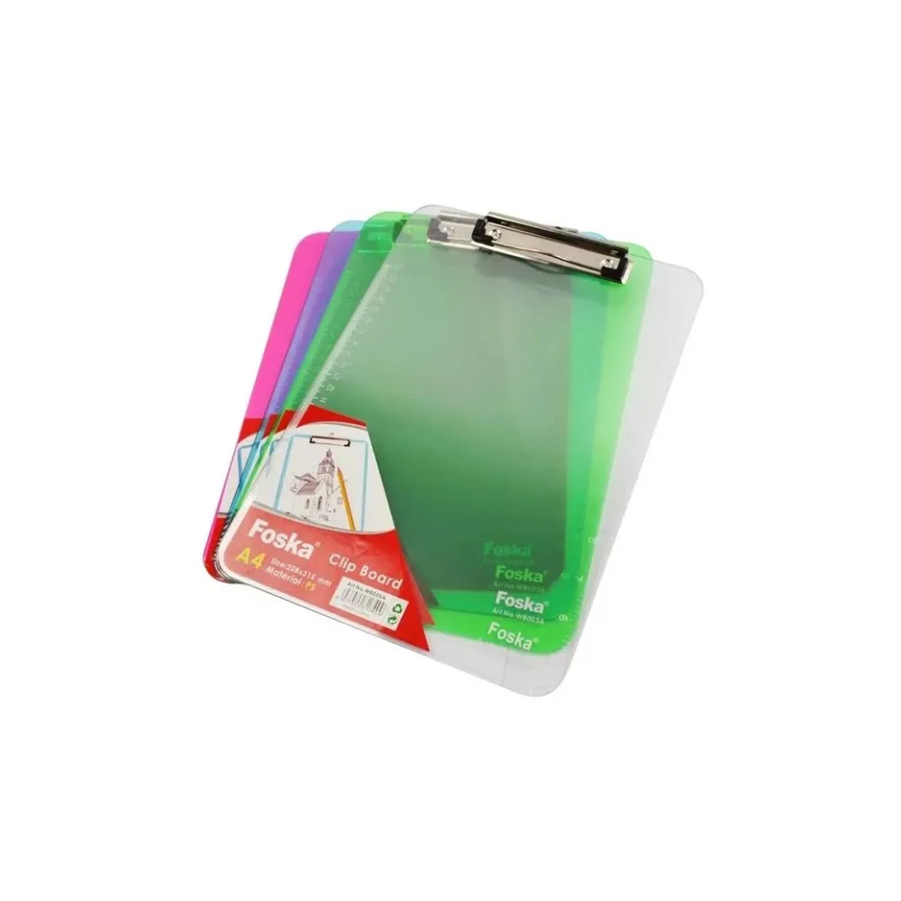 Clipboard A4 Transparent Asst - Foska