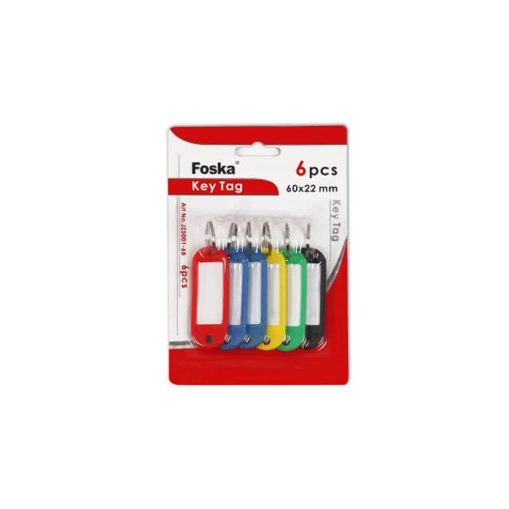 Plastic Key rings Carded 6`s Foska