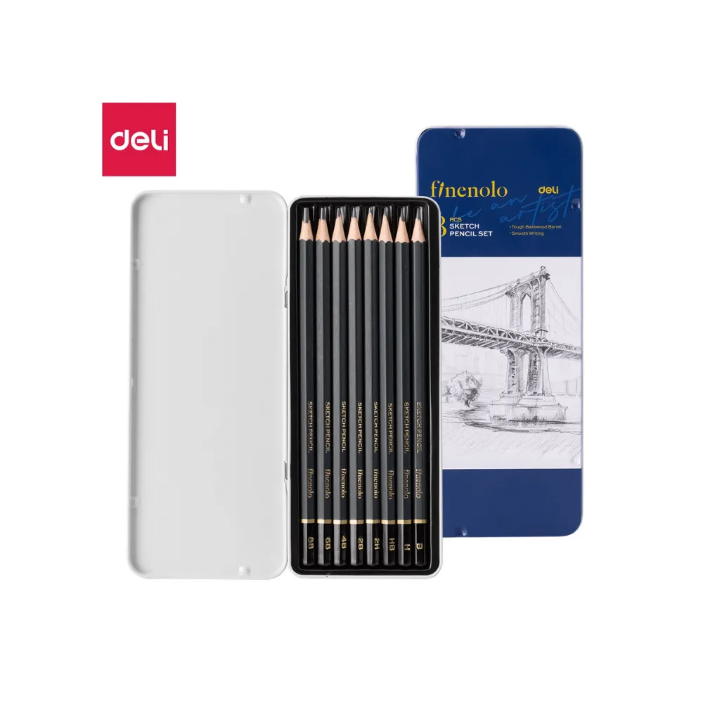[6941798439587] Pencil Sketching Set 8pcs Metal Case - Finenolo