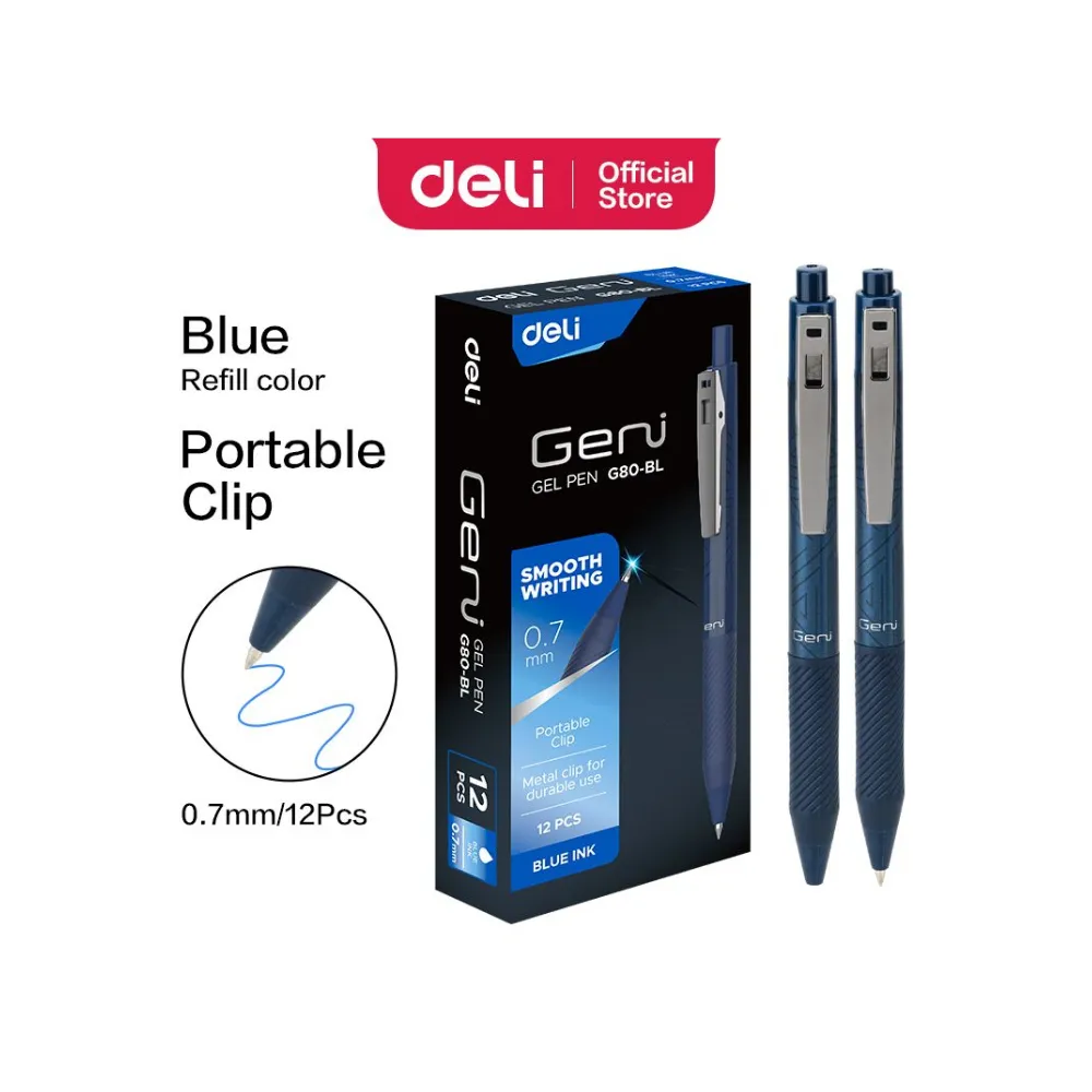 Pen Deli Geni Retractable Gel 0.7mm Blue