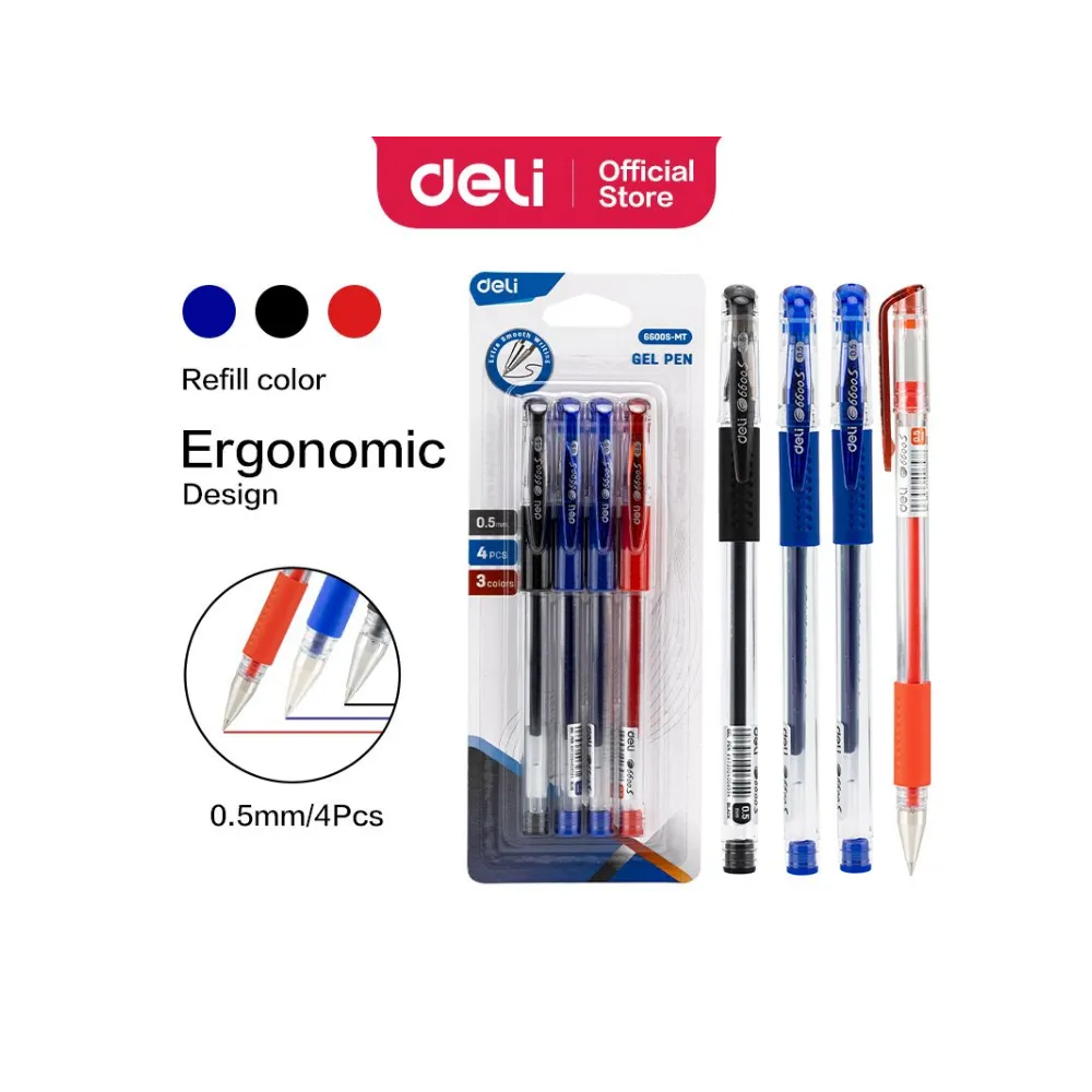 Pen Daily Gel 0.5 Set 4 Mixed - Deli