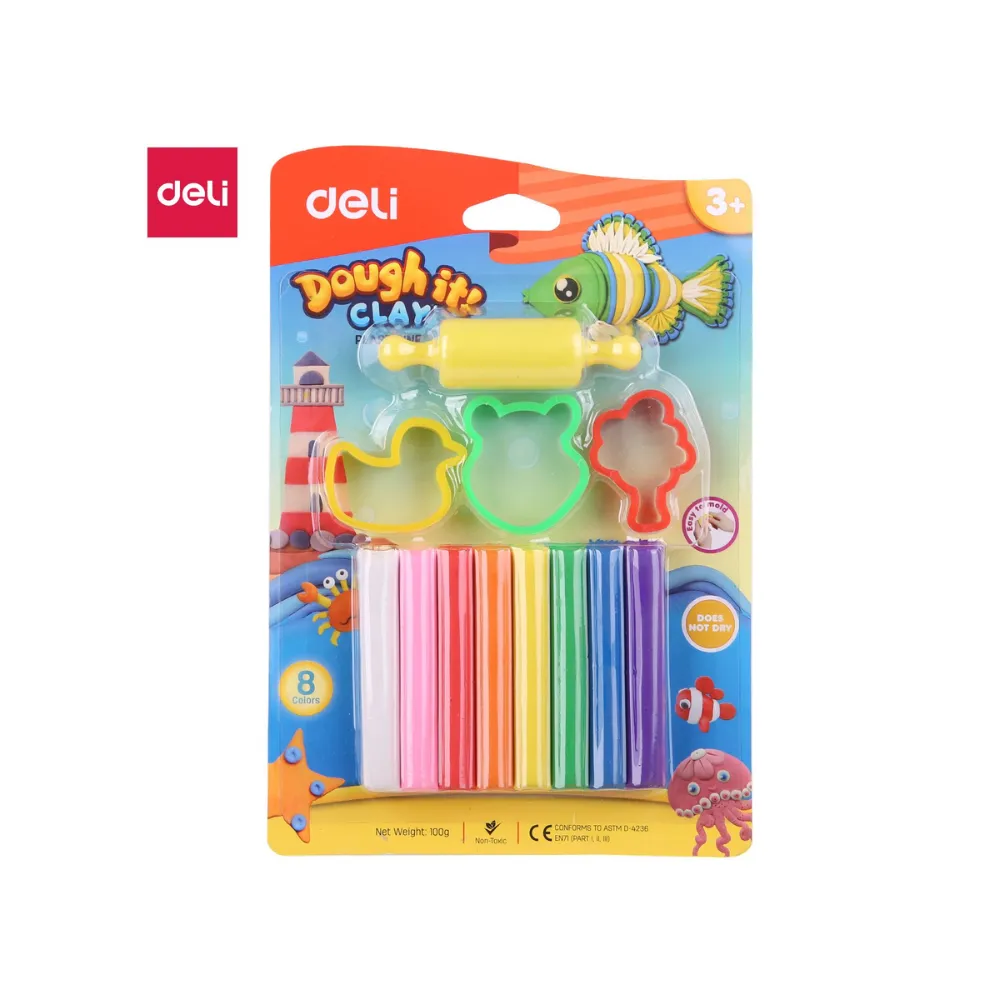 [6942233652479] Clay Dough It Deli Plasticine 8 colours Roller Cutter