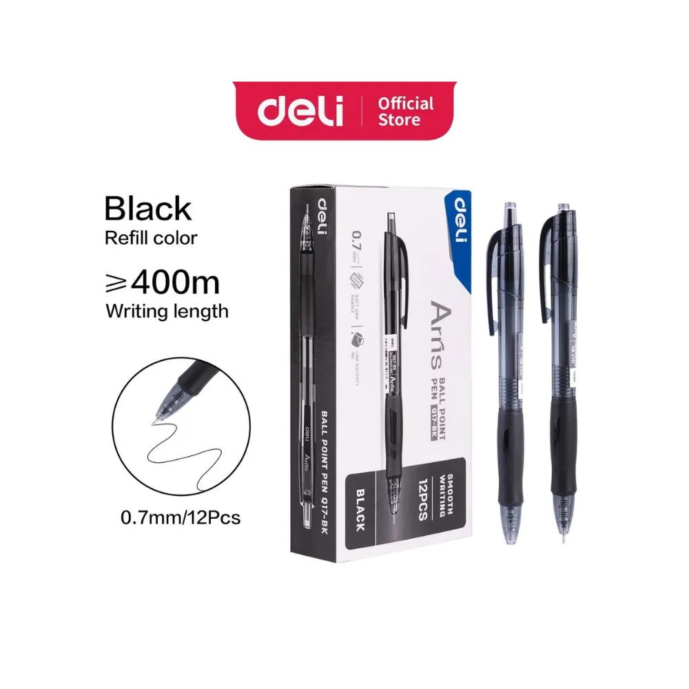 Pen Ball Point Arris 0.7 Black EQ17-BK - Deli 