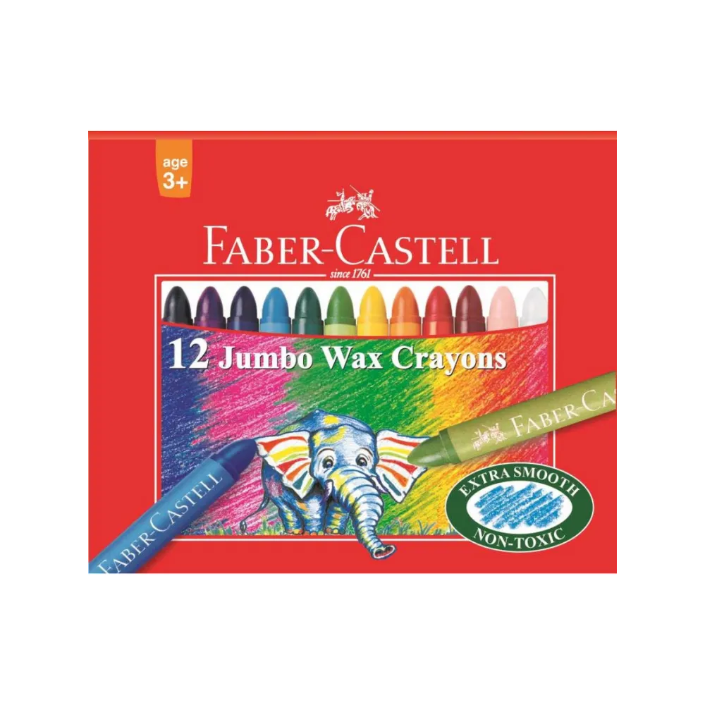 [8901180240120] Wax Crayon Jumbo 12`s 11mm - Faber-Castell