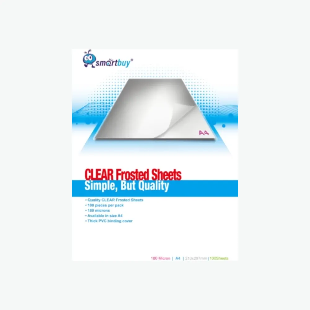 [2015090886135] Frosted Sheet PVC Binding covers A4 100`s Clear - Smartbuy