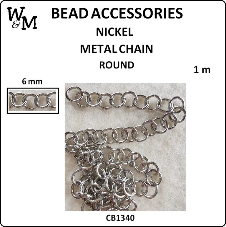 Metal Chain Round Nickel 6mm