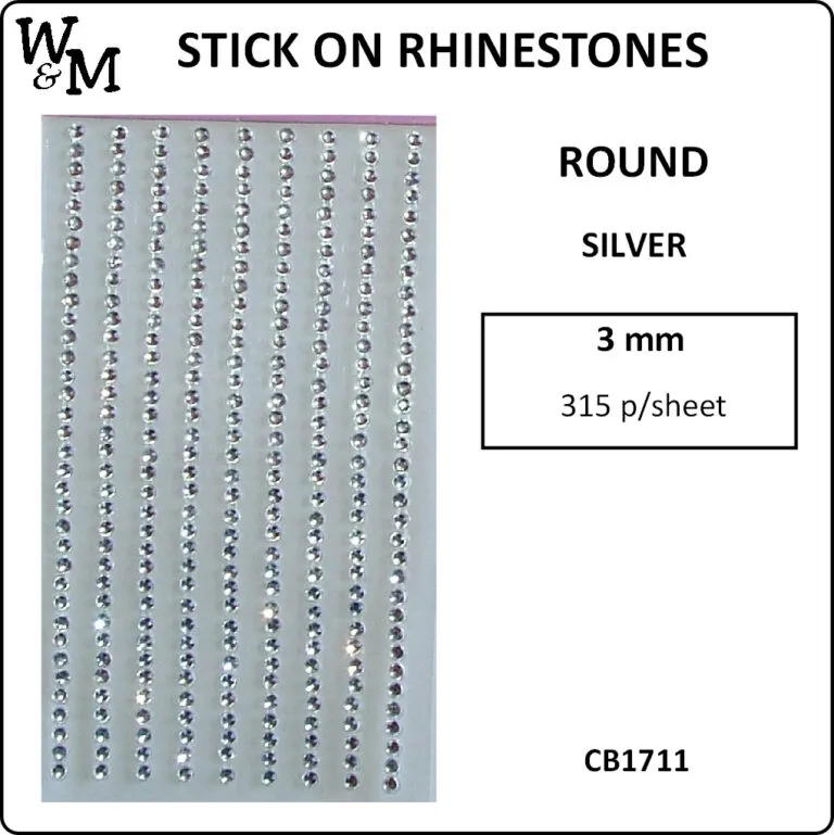 R/stone Stick on Silver 3mm