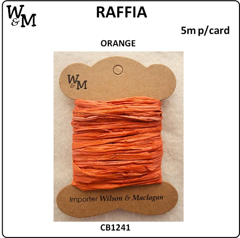 Raffia Orange on Card 5m