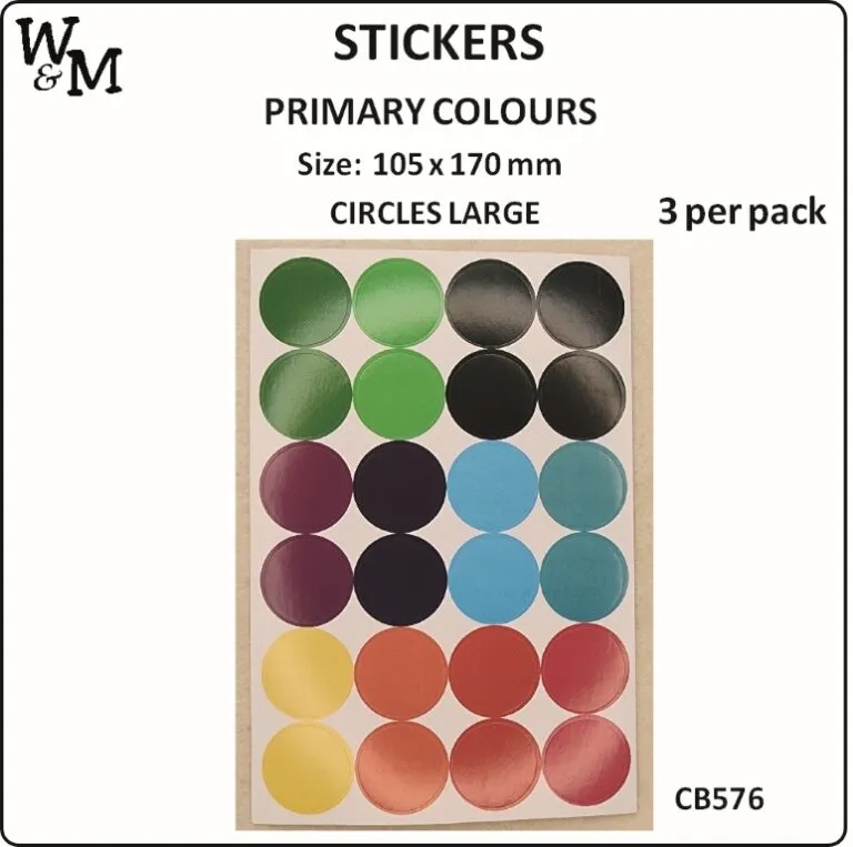 Sticker Circle Large Primary CB576