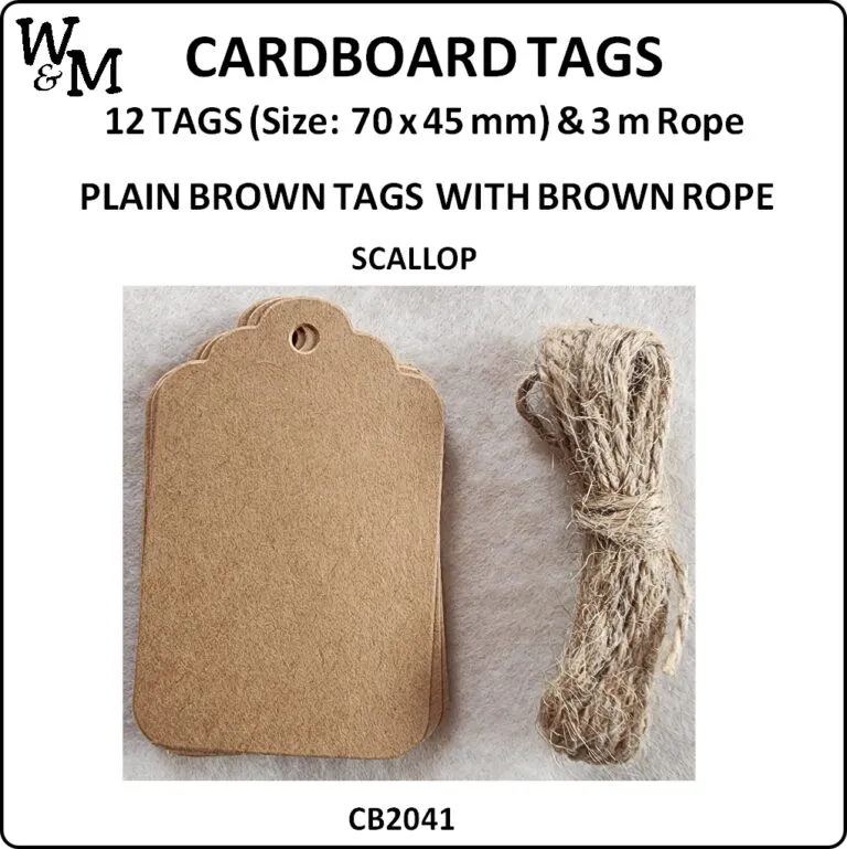 C/board Tag Brown Plain Scallop Rope