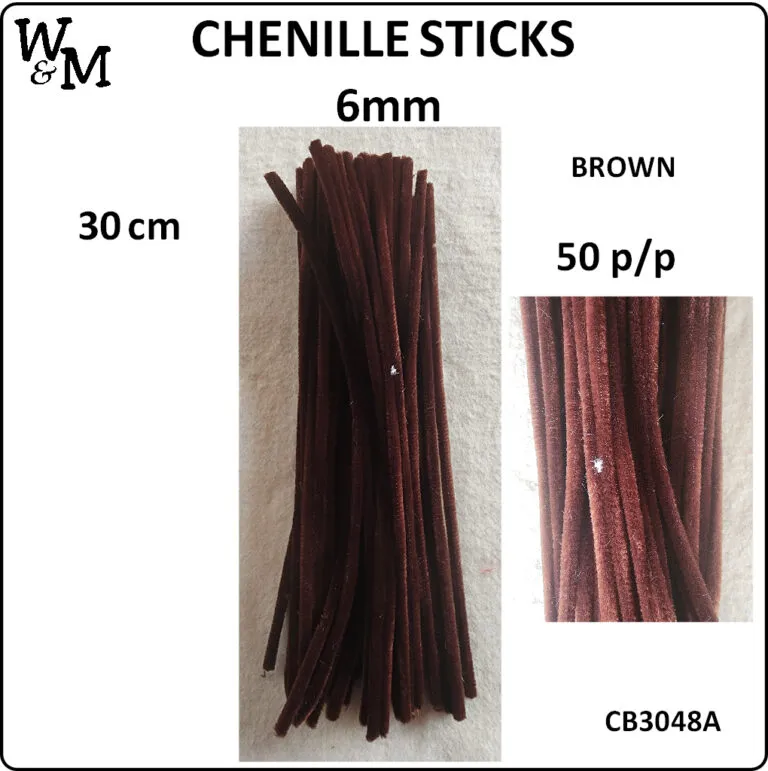 Chenille Stick Brown 6mm 50`s