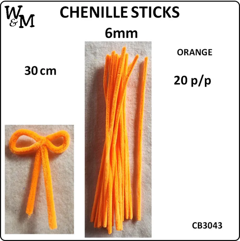 Chenille Stick Orange - Disc