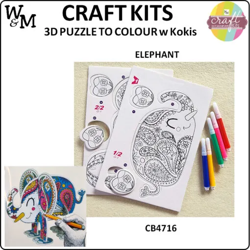 Craft Kit 3D Puzzle to Colour Elephant