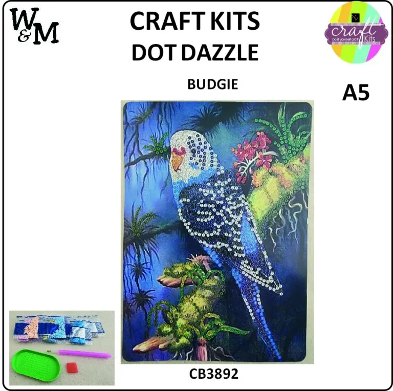 Craft Kit Dot Dazzle Budgie A5 CB3892