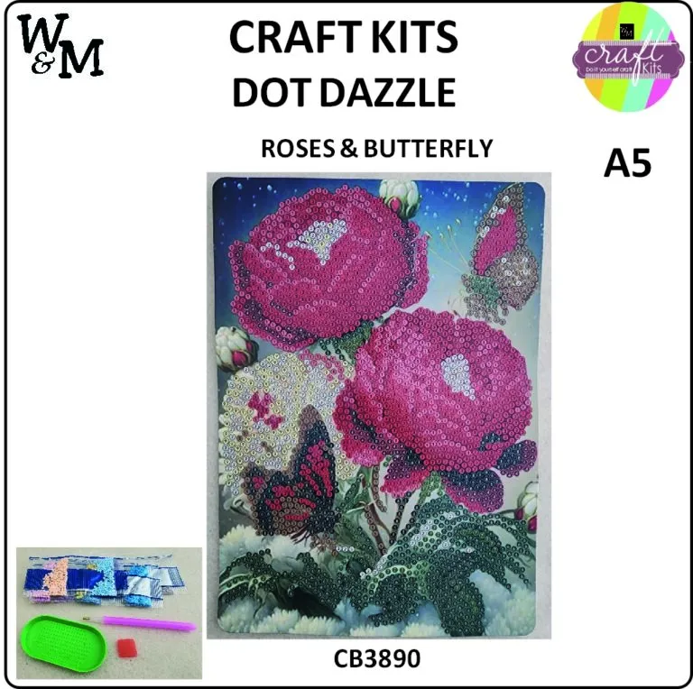 Craft Kit Dot Dazzle Roses & Butterfly