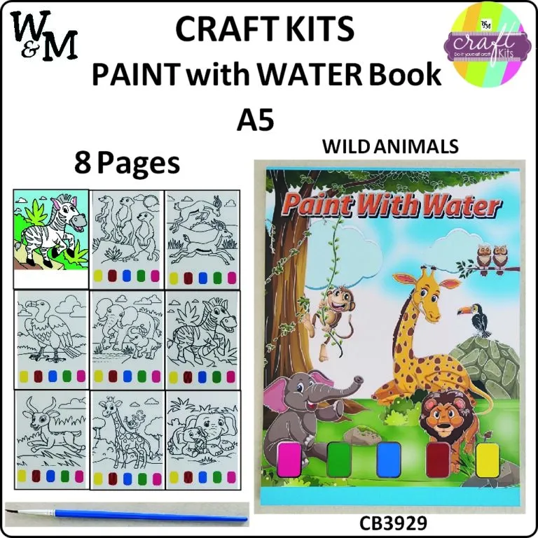 Craft Kit Paint/Water Book Animals 8pg CB3929