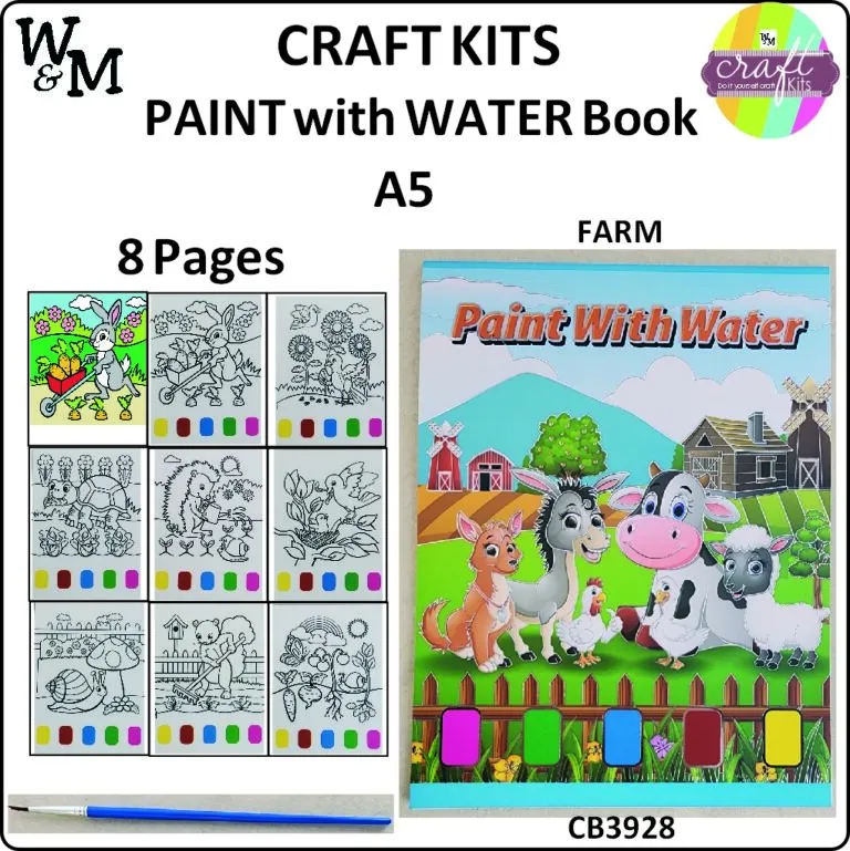 Craft Kit Paint/Water Book Farm 8pg CB3928