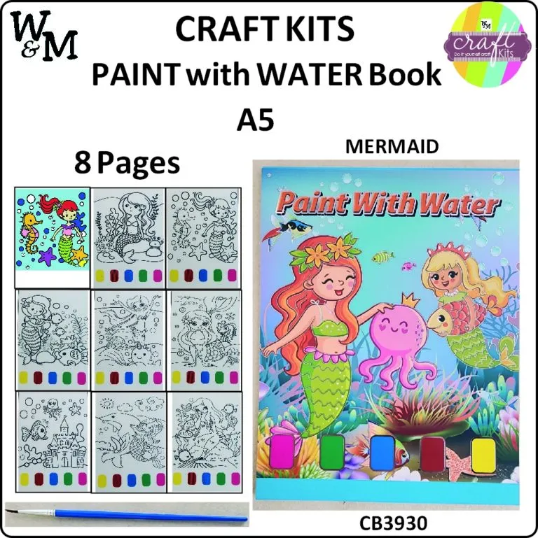 Craft Kit Paint/Water Book Mermaid 8pg CB3930