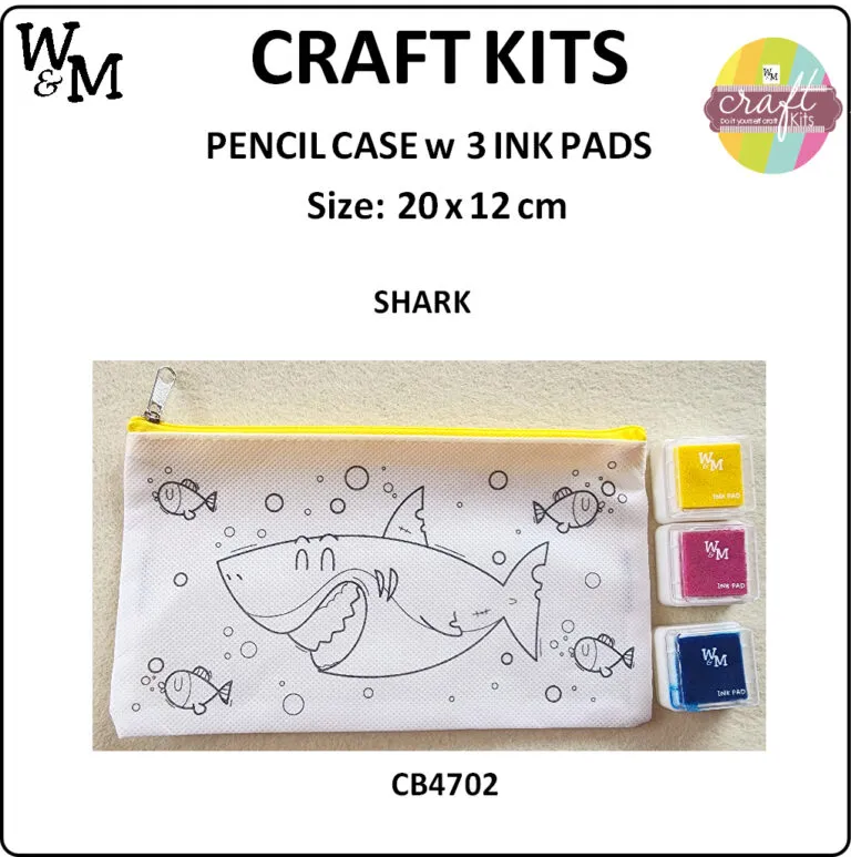 Craft Kit Pencil Case Shark with Ink Pad